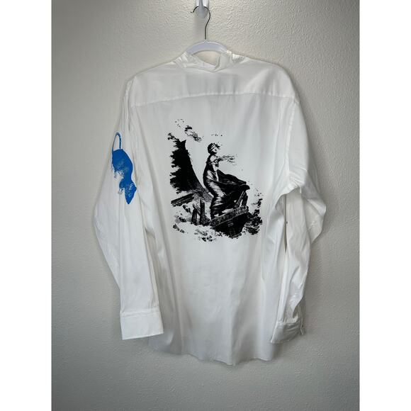 NWT Libertine Silk Screen Melange Deconstructed Mandarin Button Shirt L / XL - Picture 12 of 16